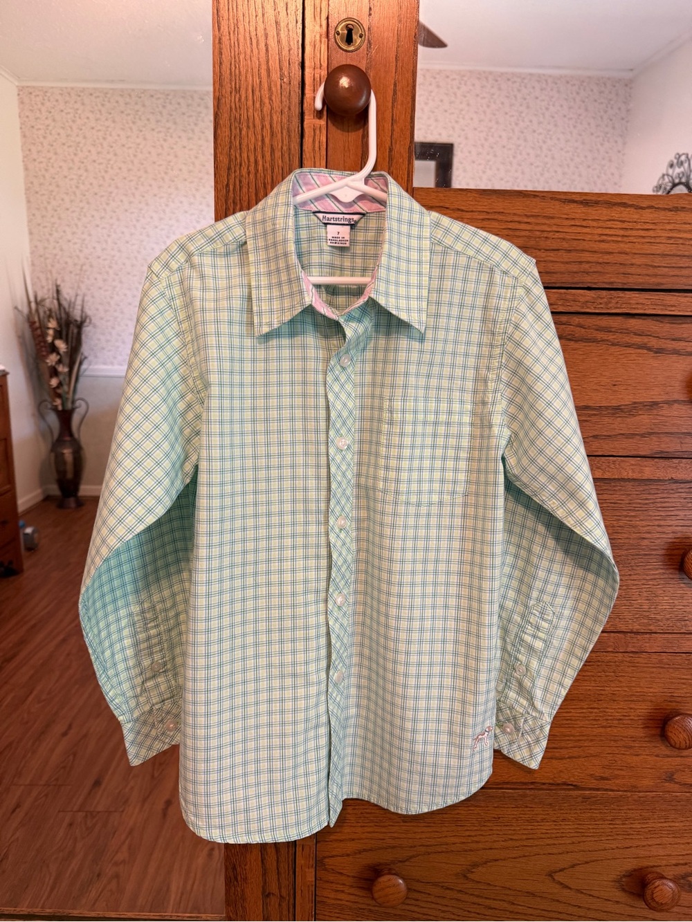 Hartstrings Long Sleeve Plaid Button-Up Dress Shirt